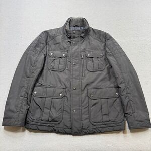 BOSS Hugo Boss Bomber Jacket Men's 2XL Dark Gray Quilted Multi Pocket Outerwear